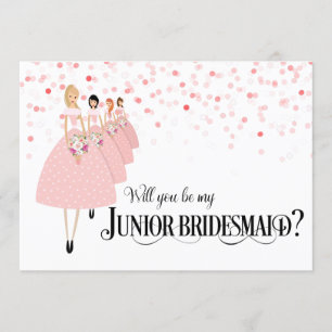 Pink Confetti Will You Be My Junior Bridesmaid Invitation