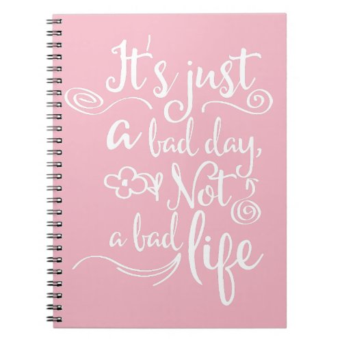 Pink Confidence Happiness Attitude Life Quote Notebook