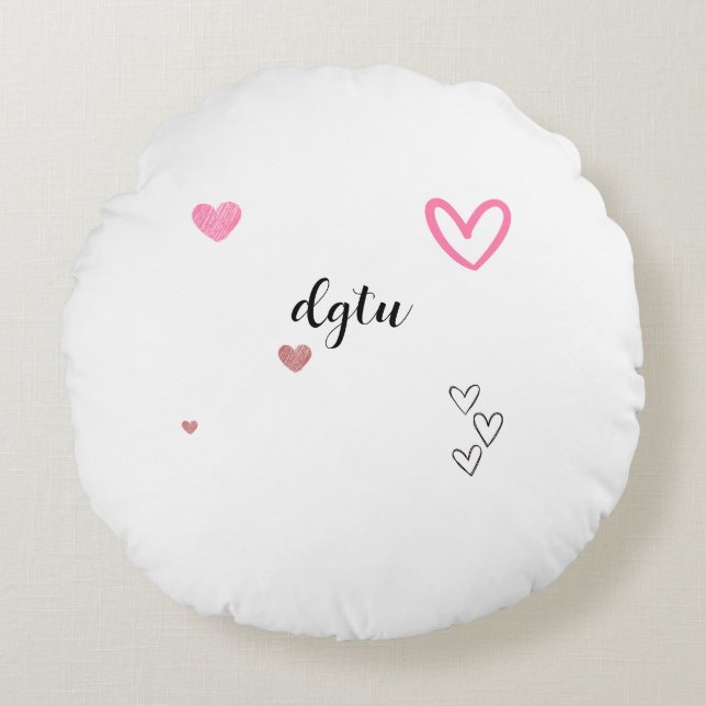 pink confort cut kawai round pillow (Front)