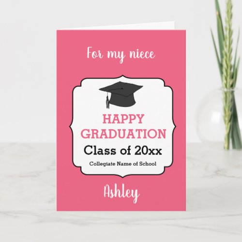 Pink Congratulations Graduation Card