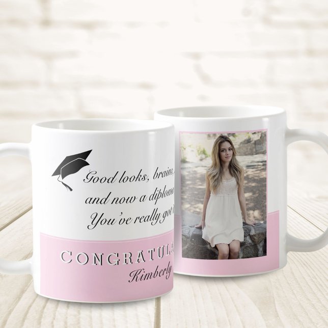 Pink Congratulations Graduation Message Photo Coffee Mug (Creator Uploaded)