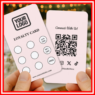 Pink Connect With Us Social QR Code Loyalty Card