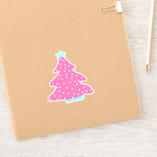 Pink Contemporary Christmas Tree Sticker (Notebook)