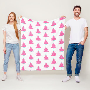 Pink Contemporary Christmas Trees Fleece Blanket