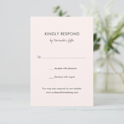 Pink Contemporary Script Modern Wedding RSVP Card