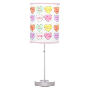 Pink Conversation Candy Heart Valentine's Day Love Table Lamp