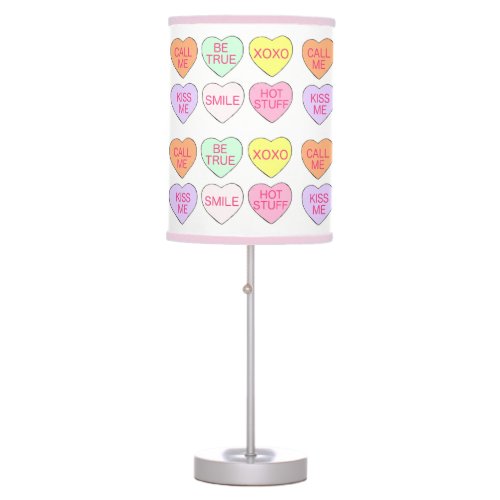 Pink Conversation Candy Heart Valentines Day Love Table Lamp