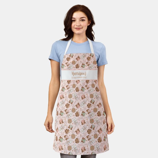 Pink Cookie Baking Crew Personalized Apron (Worn)