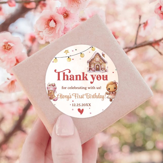 Pink Cookie Christmas Birthday Party Favor Sticker (Creator Uploaded)