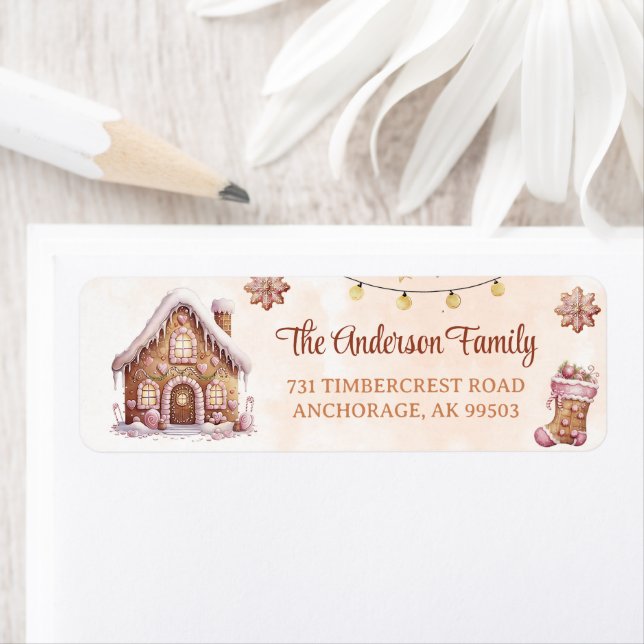 Pink Cookie Christmas Birthday Party Label (Insitu)