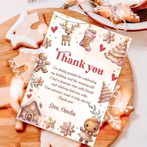 Pink Cookie Christmas Birthday Thank You Card