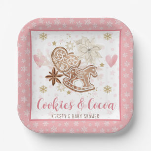 Pink Cookies and Cocoa Baby Shower Paper Plates
