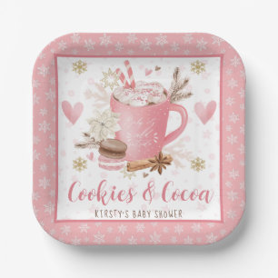 Pink Cookies and Cocoa Baby Shower Paper Plates