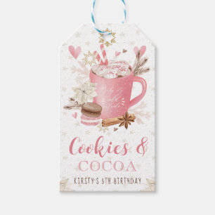Pink Cookies and Cocoa Birthday Party Gift Tags