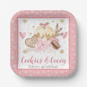 Pink Cookies and Cocoa Birthday party Paper Plates