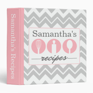 Pink Cooking Utensils Trio Recipe Binder