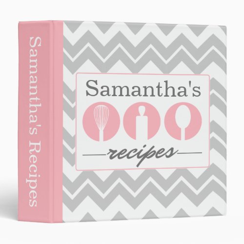 Pink Cooking Utensils Trio Recipe Binder