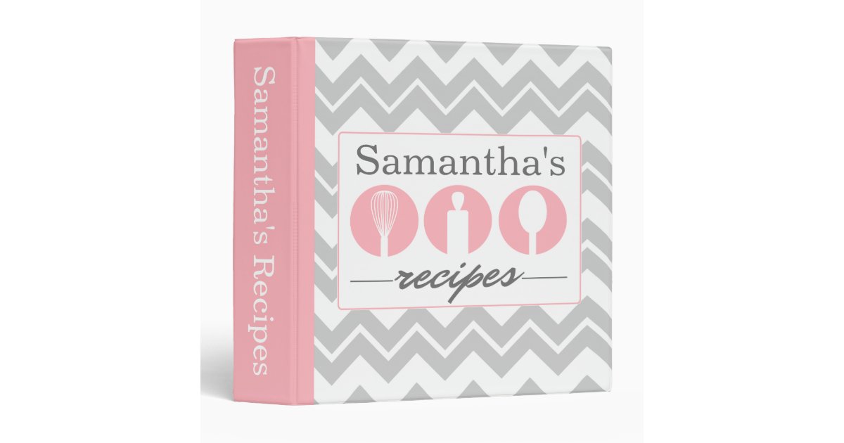 Pink Cooking Utensils Trio Recipe Binder | Zazzle