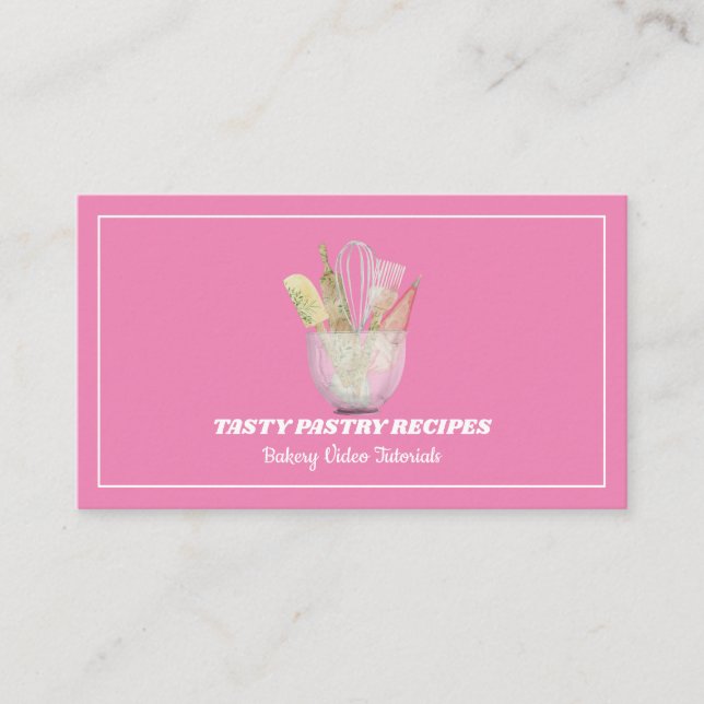 Pink Cooking Wooden Rustic Bakery home made Business Card (Front)