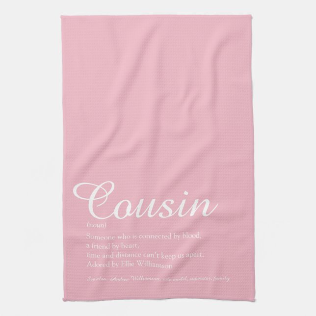 Pink Cool Favourite Best Ever Cousin Definition Kitchen Towel (Vertical)