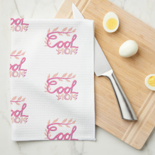 Pink Cool Mom Hand Lettering Pattern Mother`s Day Kitchen Towel