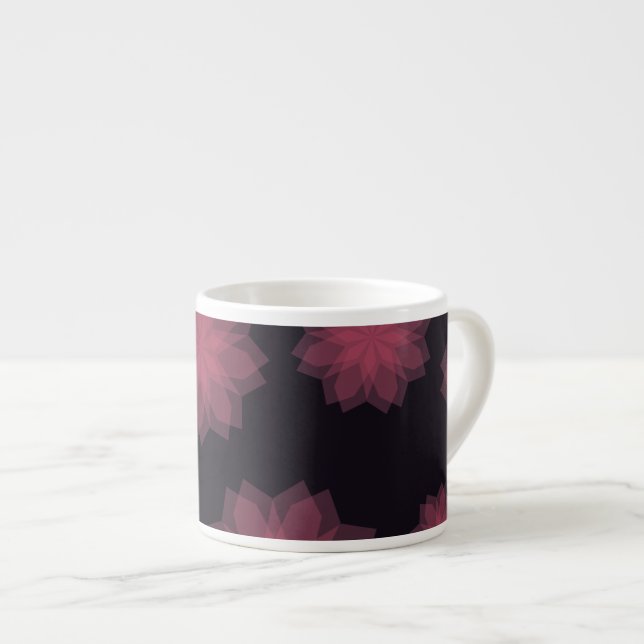 Pink, cool, trendy, modern flower abstraction espresso cup (Front Right)
