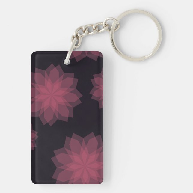 Pink, cool, trendy, modern flower abstraction keychain (Back)