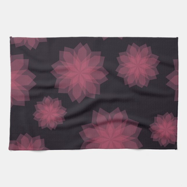 Pink, cool, trendy, modern flower abstraction kitchen towel (Horizontal)