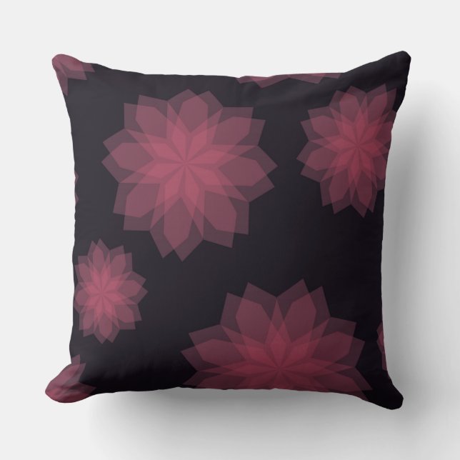 Pink, cool, trendy, modern flower abstraction throw pillow (Front)