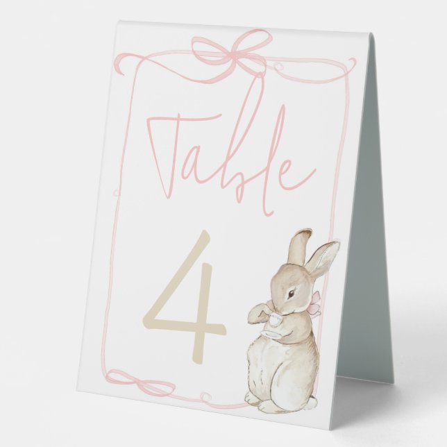 Pink Coquett Peter the Rabbit Birthday Table No Table Tent (Front)