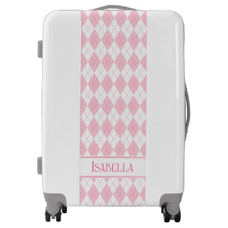 Pink Coquette Argyle Jacquard Pattern Luggage