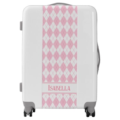 Pink Coquette Argyle Jacquard Pattern Luggage