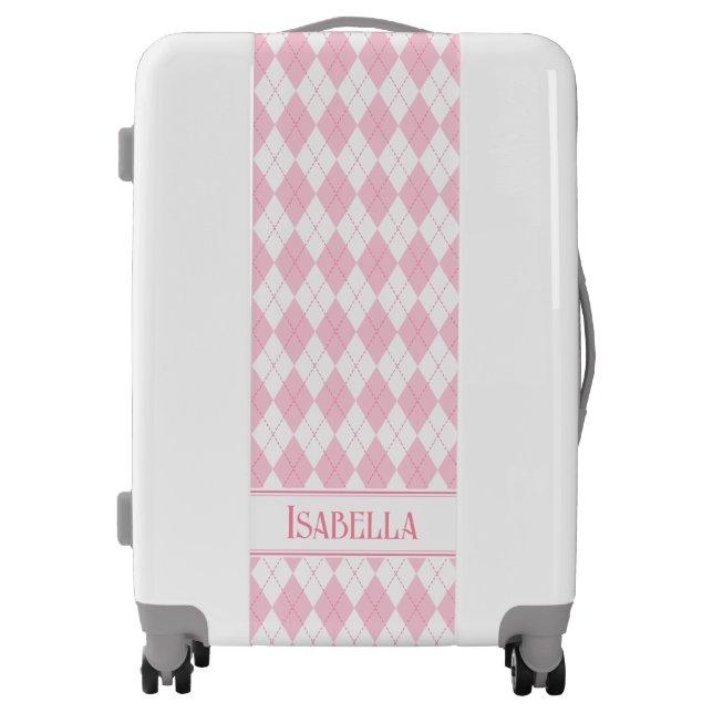 Pink Coquette Argyle Jacquard Pattern Luggage (Front)