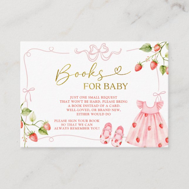 Pink Coquette Baby Clothes Berry Books for Baby Enclosure Card (Front)