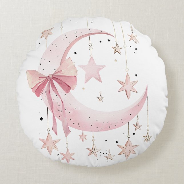 Pink Coquette Baby Round Pillow (Front)