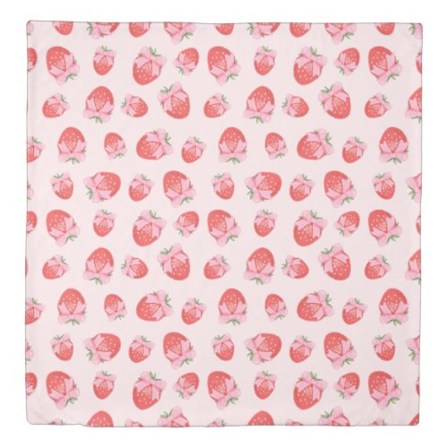 Pink Coquette Berry Bow Cute Duvet Cover