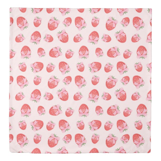 Pink Coquette Berry Bow Cute Duvet Cover (Front)
