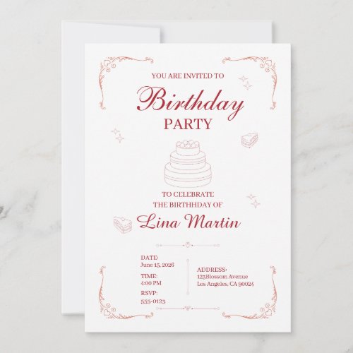 Pink Coquette Birthday Invitation