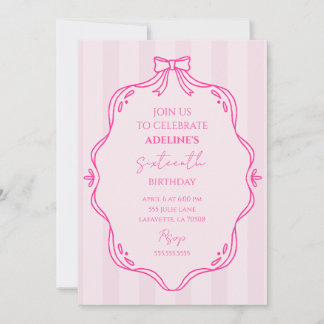 Pink Coquette Birthday Party Invitation