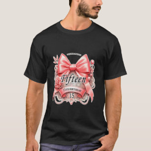Pink Coquette Bow 15th Birthday Girl Shirt - Doubl