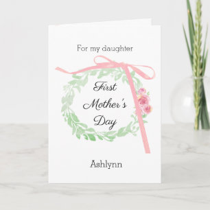 Pink Coquette Bow 1st Mother's Day New Mommy Card