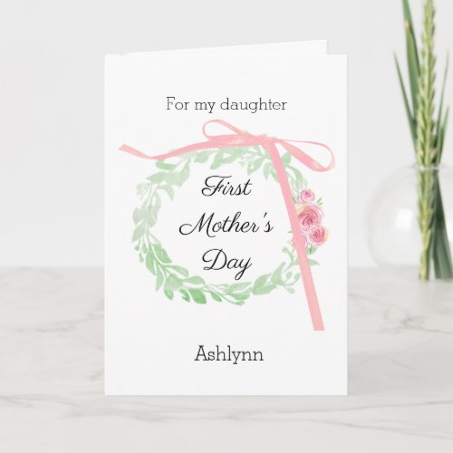 Pink Coquette Bow 1st Mothers Day New Mommy Card