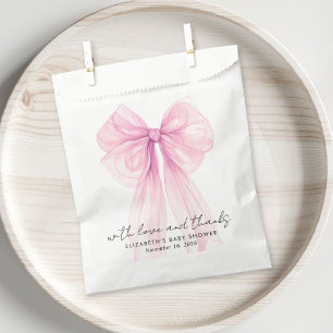 Pink Coquette Bow Baby Girl Shower Thank You Favor Bag