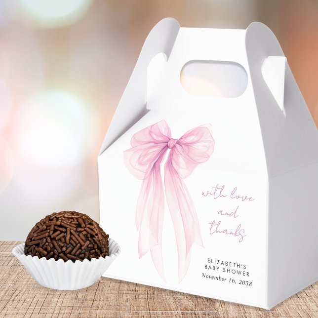 Pink Coquette Bow Baby Girl Shower Thank You Favor Boxes (Creator Uploaded)