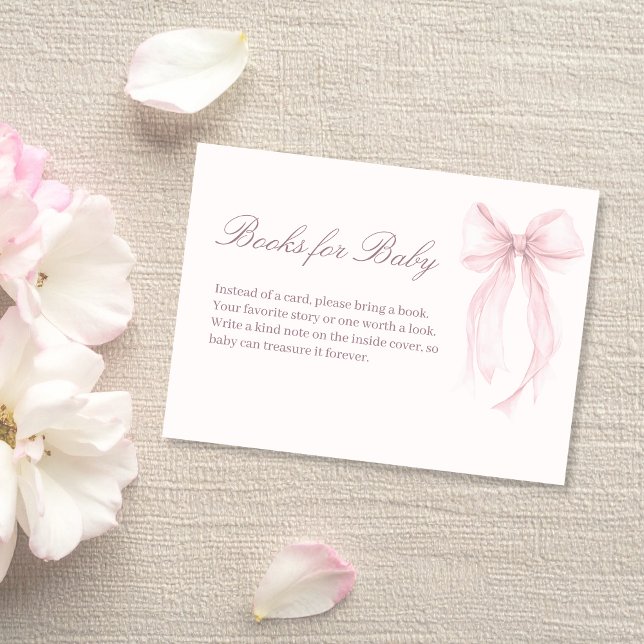 Pink Coquette Bow Baby Shower Baby Books Card (Pink Coquette Bow Books for Baby Card)