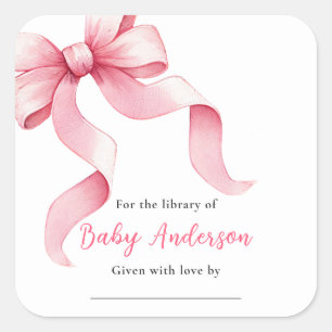 Pink Coquette Bow Baby Shower Bookplate