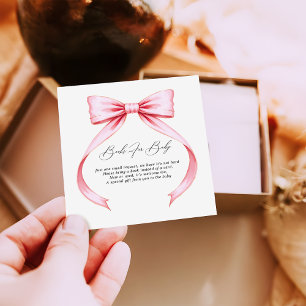Pink Coquette Bow Baby Shower Books for Baby Enclosure Card