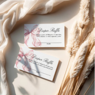 Pink Coquette Bow Baby Shower, Diaper Raffle Card