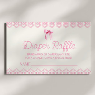 Pink Coquette Bow Baby Shower Diaper Raffle Enclosure Card