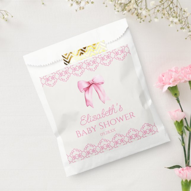Pink Coquette Bow Baby Shower Favor Bag (Sealed)